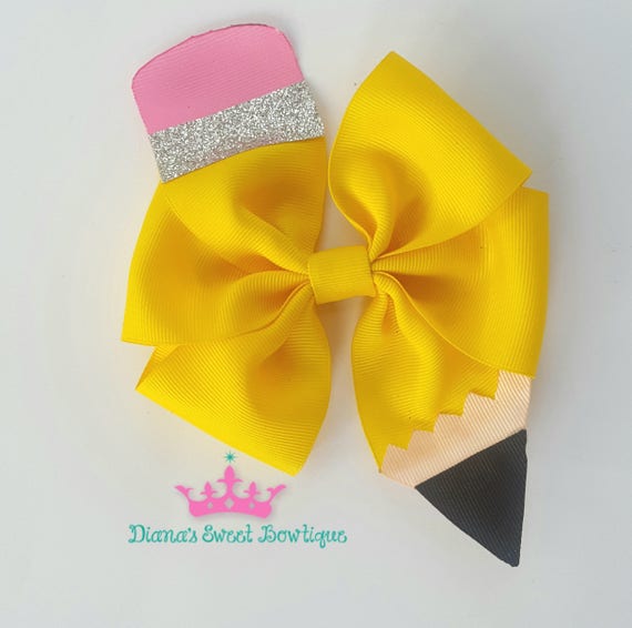 Back to school bow school hair bow pencil hair bow preK