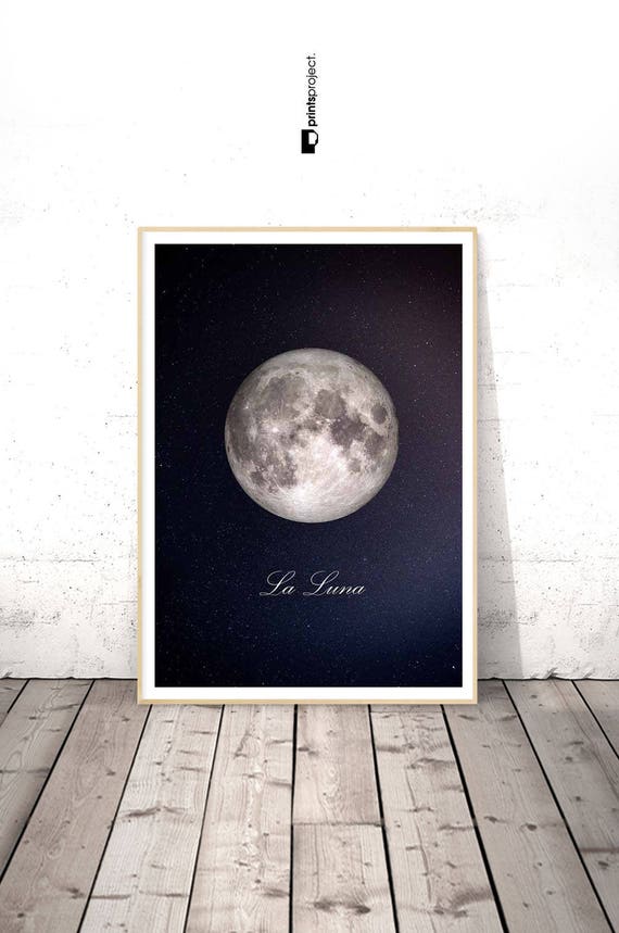 Moon Poster Full Moon Print La Luna Print La Lune Poster