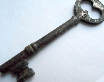 ANTIQUE 1900's Corbin P5 Skeleton KEY Victorian door lock Hardware old primitive farmhouse cabin country home decor iron keys parts supplies