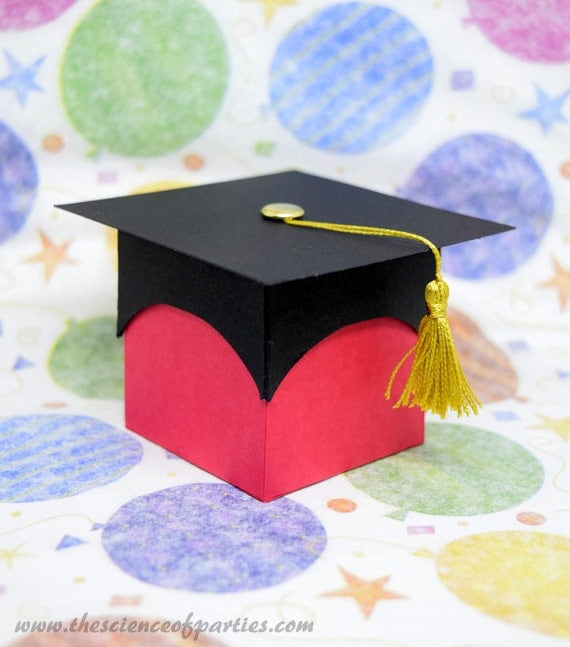 Red graduation favor boxes Graduation box Gold tassel