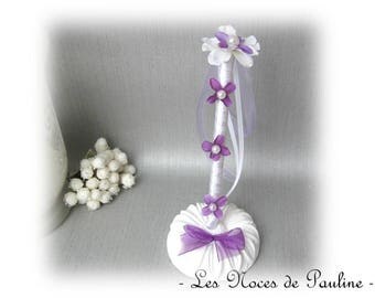 Set purple and white flowers Wedding guest book pen