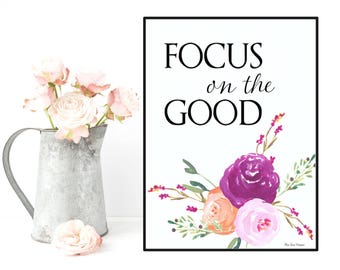 Wall art decor, Inspirational poster, Floral poster, Inspirational print, Printable wall poster, Printable gift, Wall quote, Quote print