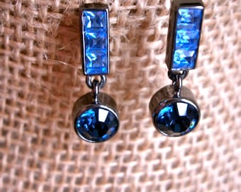 Vintage Givenchy Blue Crystal Earrings
