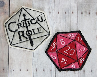 D&D Patch. Critical Role Patch. Hand Embroidered Patches. Sew On Patches