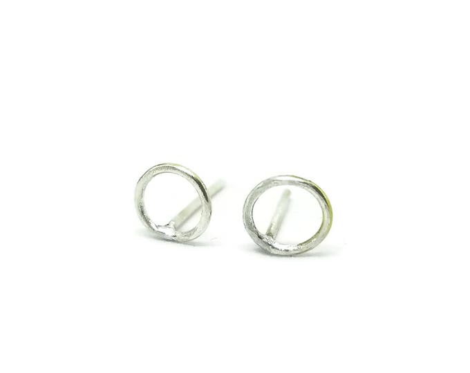 Set of Three Sterling Silver Circle Post Earrings, Modern Circle Earrings, Sterling Silver Earrings, Unique Birthday Gift, Gift for Her