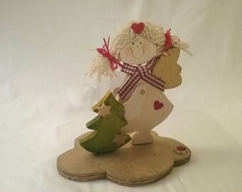 Angel with wooden pedestal cloud