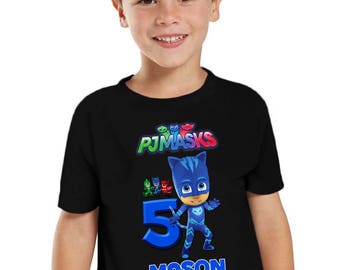 Customized PJ Masks Birthday Shirt Add Name & AGE Gift Favors Personalized PJ Masks Birthday Shirt Catboy Shirt