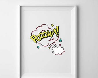 90% OFF Sale Pooow, Funny quote, Pooow print, Superhero poster, Inspirational Quote, Black And White, Wall art, printable decor, Superhero p