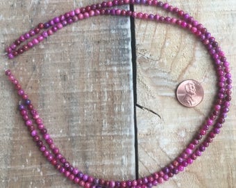 Fuschia Crazy Lace Agate Small 4mm round beads, 16 inch strand