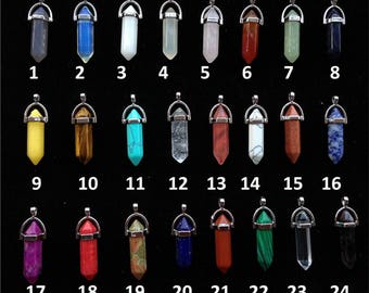 Healing Crystal Pendant. Silver Crystal Pendant. Gemstone Pendant. Stone Pendant. Crystal Point Pendant. Boho Crystal Point Pendant