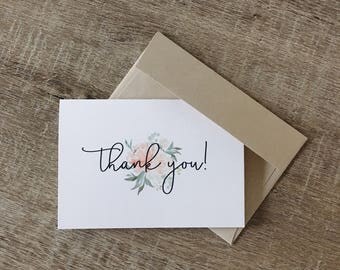 Simple Floral Thank You Cards - Floral Print Thank You Cards - Floral Note Cards - Wedding Thank You Cards - Bridal Shower Thank You Cards