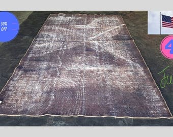 Was 495 dollars Turkish Hand Knotted Rug 9'x5' Distressed, Over-dyed Rug From Isparta, Turkey SD-002 4 JULY Sale!