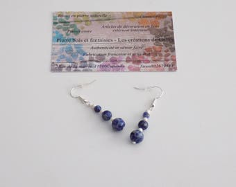 Earring in 925 sterling silver and sodalite