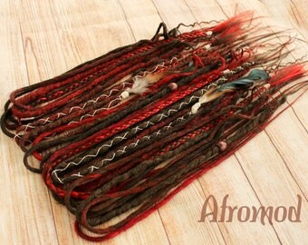 Double Ended Synthetic Dreads Extension Red Brown "Steppe Maiden Set" Afromod
