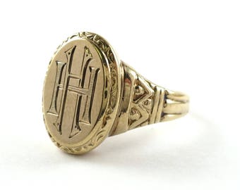 8k gold-signet ring-Initials „H H“Art Déco-Men & Women-approx 1925-333 Gold-Siegelring-Männer und Frauen