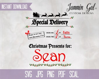 INSTANT DOWNLOAD | Santa Sack Customizable Digital File | svg, pdf, jpg, png, scal | Cricut Silhouette or print | Christmas | Gift Bag