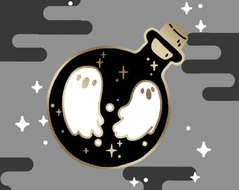 GHOSTPOTION - PRESALE! Hard enamel pin with cute ghosts in gold.