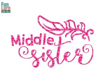 Middle Sister SVG, Big Sister svg, Birth Announcement, New born, feather, Sister, sibling svg, Family, Family svg, dxf, png, eps