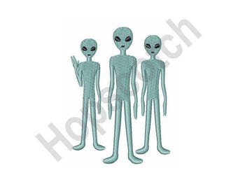 Aliens - Machine Embroidery Design - 4 X 4 Hoop, Outer Space, Martians, Space Ship