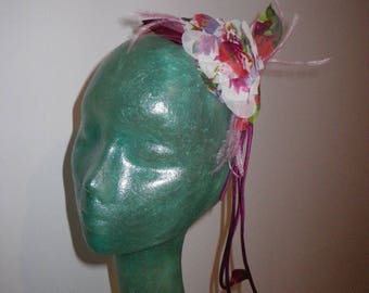 Greenhouse head purple fabric flower, feathers