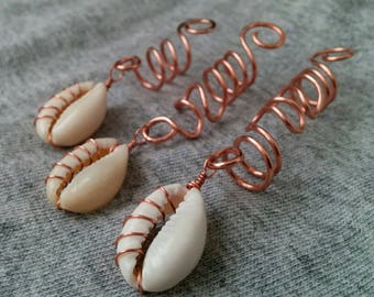 Real sea shell dread bead, loc jewelry, boho dreadlock bead, dreadlock accessory, hair jewelry for braids, bohemian style dread cuff