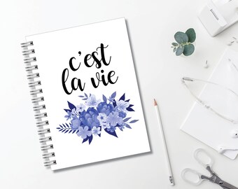 C'est La Vie Journal // Minimalist // Typography // Fashion // Scandinavian // Diary // Planner // Modern Office // Personalized