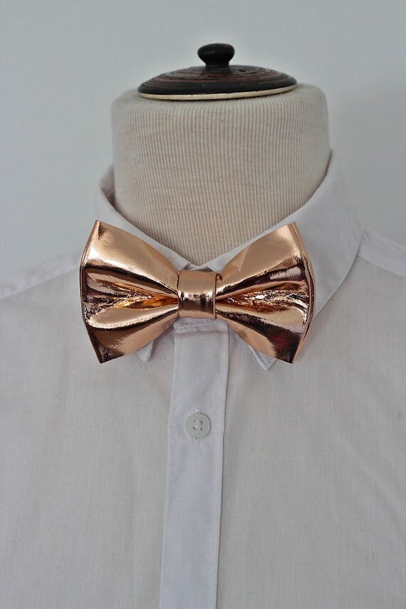 Rose Gold leather bow tie for menboys rose gold wedding bow