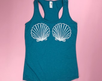 mermaid shell shirt, Seashell bra top, Mermaid Tank Top,Mermaid Top,Mermaid Shirt, Seashell Top,Seashell bra tank top, Seashell shirt, beach
