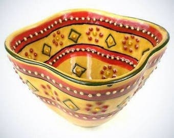 Hand Painted Dip Bowl In Red