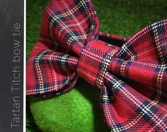 Dog bow tie - The Tartan Titch (detachable dog bow tie, handmade bow tie, puppy bow tie, cat bow tie, tartan bow tie, stewart tartan)