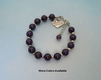 Mother of the Groom Pearl & Charm Bracelet-Mother of the groom jewelry-Mother of the Groom gift-Mother of the Groom bracelet-Weddings, B699