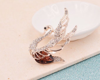 Red Brown Rhinestone Crystal Fashion Swan Brooch Pin For Women Sexy JewelryAnimal Bird Red Brown Rhinestone Crystal Fashion Swan Brooch Pin For Women Sexy JewelryAnimal Bird