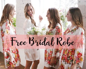 Set of 8, Bridesmaid robes, floral bridesmaid robes, floral robe, bridesmaid pajama set, satin robe, Christmas Gifts