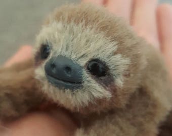 MADE TO ORDER Mini Three Toed Sloth Poseable Art Doll Realistic Stuffed Sloth Animal Sculpture Animal Doll Sloth