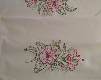 Hand Embroidered Pillow Case Pair - C1105