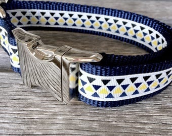 Business Triangles 1" Dog Collar, Male Dog Collar, XL Dog Collar, Durable Dog Collar, Boy Dog Collar, Fall Colors Dog Collar