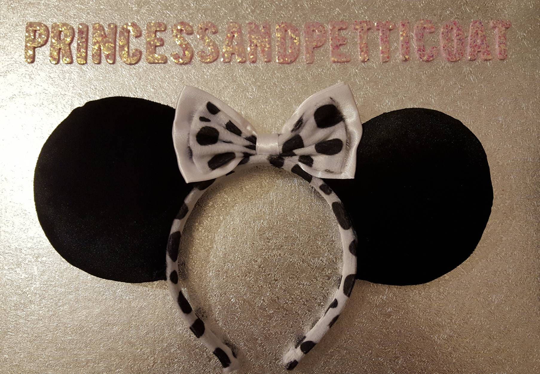 Dalmation Inspired Mouse Ears Headband and Bow