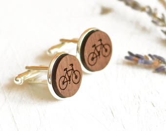 Bike Cufflinks, Bicycle Cufflinks, Wooden Bike Cufflinks, Cycling Gift, Gifts For Cyclists, Personalized Cufflinks