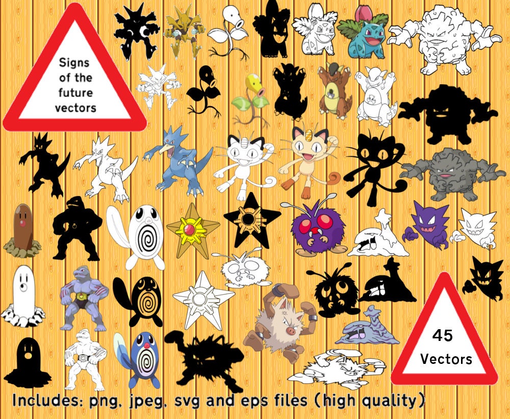 15 First Generation Pokemon Silhouettes png jpg svg eps files high ...
