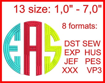 Circle Monogram Embroidery Font / Circle Monogram embroidery design/ INSTANT download