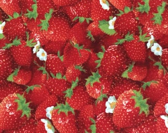 Strawberries Novelty Fabric Cotton Fat Eighth 9"X21"