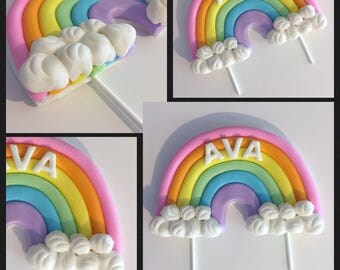 Rainbow cake topper, custom cake topper, fondant cake topper, rainbow, cake topper rainbow, rainbow Birthday , rainbow party, fondant topper