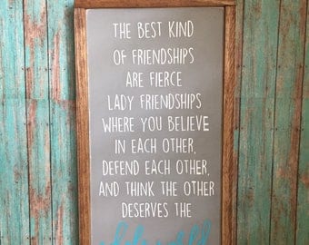 Rustic Wood Sign, 12"x6" The best kind of friendships, Rustic Home Decor, Farmhouse decor, Farmhouse sign, Wood Sign, Gifts for her,