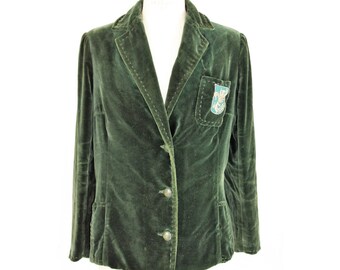 Ciuti jacket women's green velvet blazer vintage made italy size 42