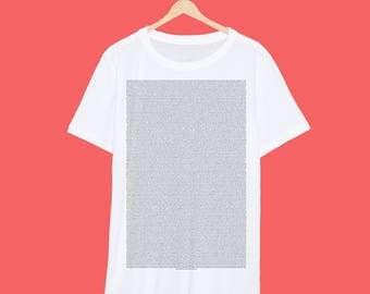 Entire 'Bee Movie' Script Printed Really Small On A White T Shirt
