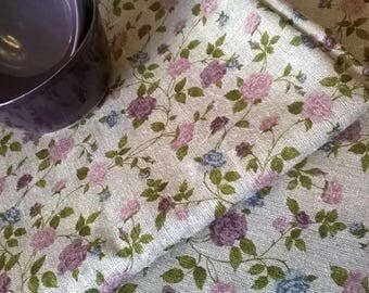 TABLECLOTH 100% linen floral pink 100 cm x 100 cm