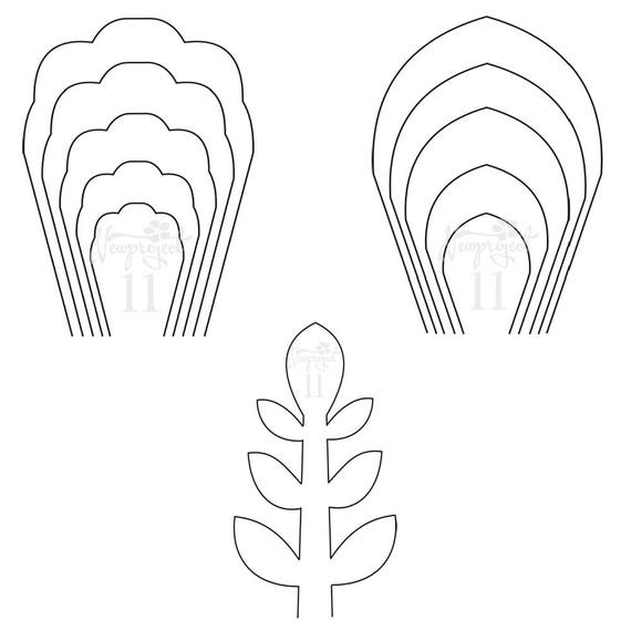 PDF. Set of 2 Flower Templates and 1 Leaf Template .Giant