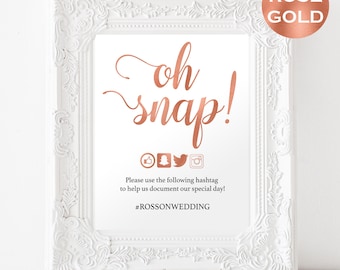 Hashtag Wedding Sign - Rose Gold Wedding - Wedding Reception - Hashtag Sign - Downloadable wedding #WDHSN8176