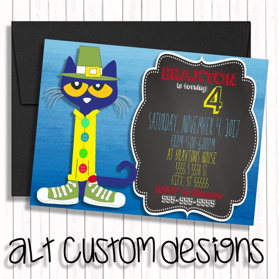 Pete the Cat birthday invitation pete the cat birthday