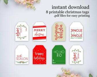 Printable Christmas Gift Tags-Customizable-Instant Download